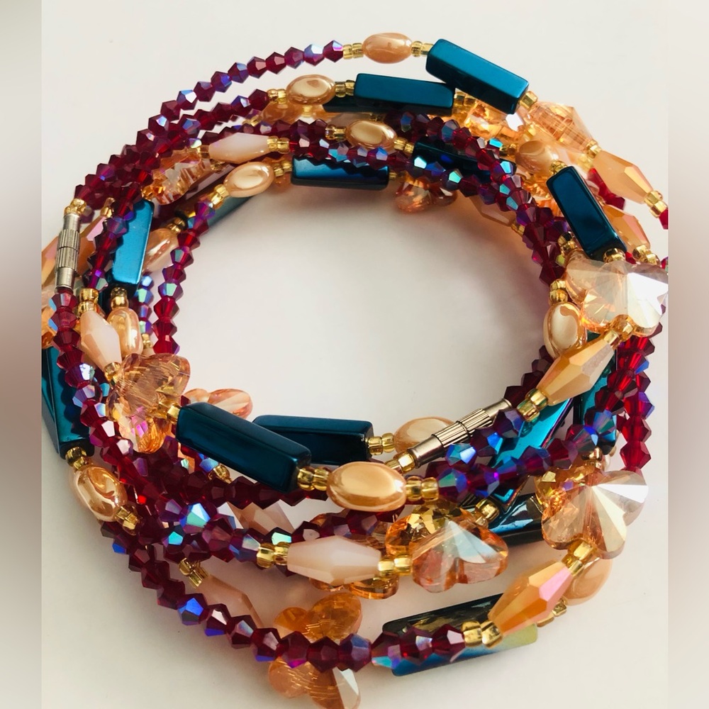 Eclectic Wine Blue and Brown Multi-Strand African Waist beads/Waist chain